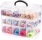 3-Tier Stackable Storage Container Box with 30 Compartments, Plastic Craft Organizer Case Tool Storage Bins for Jewelry Beads, Washi Tape, Nail Polish, Arts and Crafts, Sewing Accessories